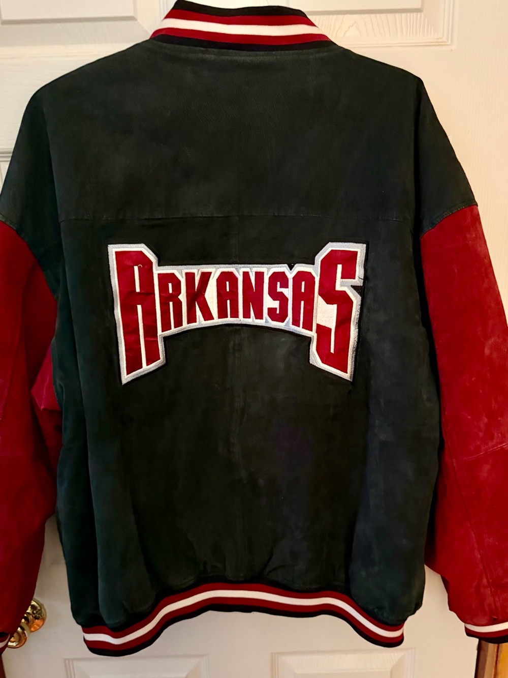 Vintage Essex Arkansas Razorbacks Suede Bomber Jacket XXL - Picture 2 of 11